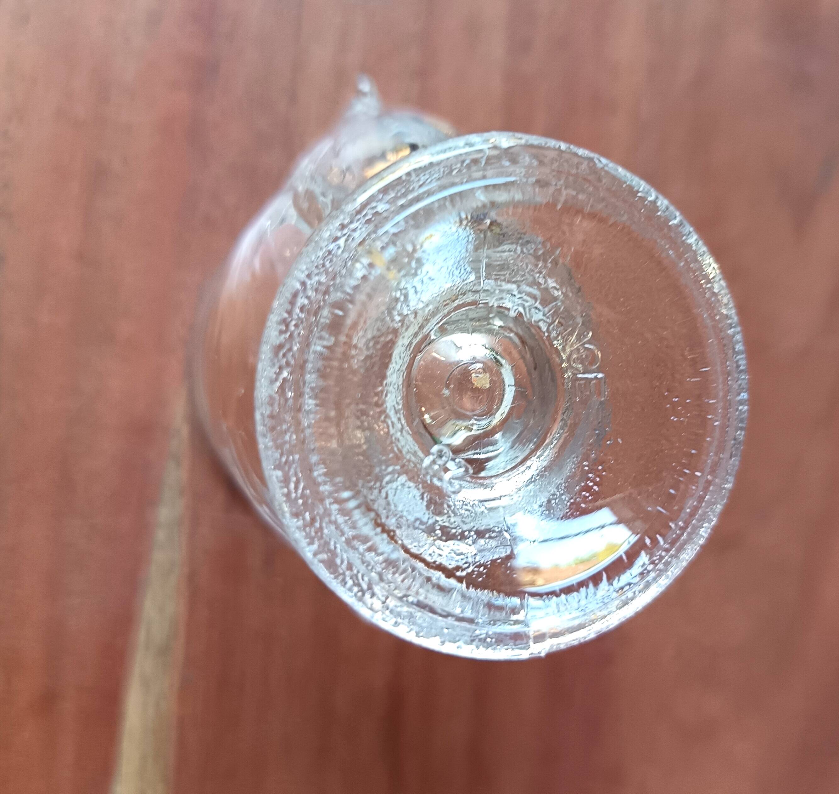 4 VINTAGE French egg cups, transparent glass, hen shape