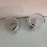 Pair of vintage 1970s-80s glass and chrome wall lights with teardrop shapes