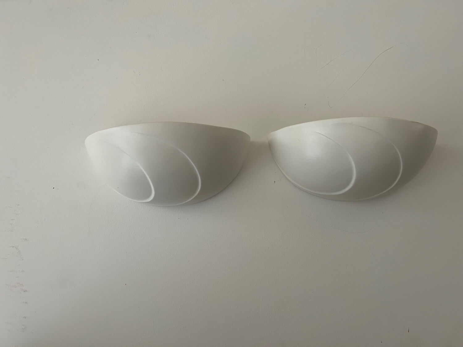 Pair of vintage plaster wall lamp, off-white, France 1970