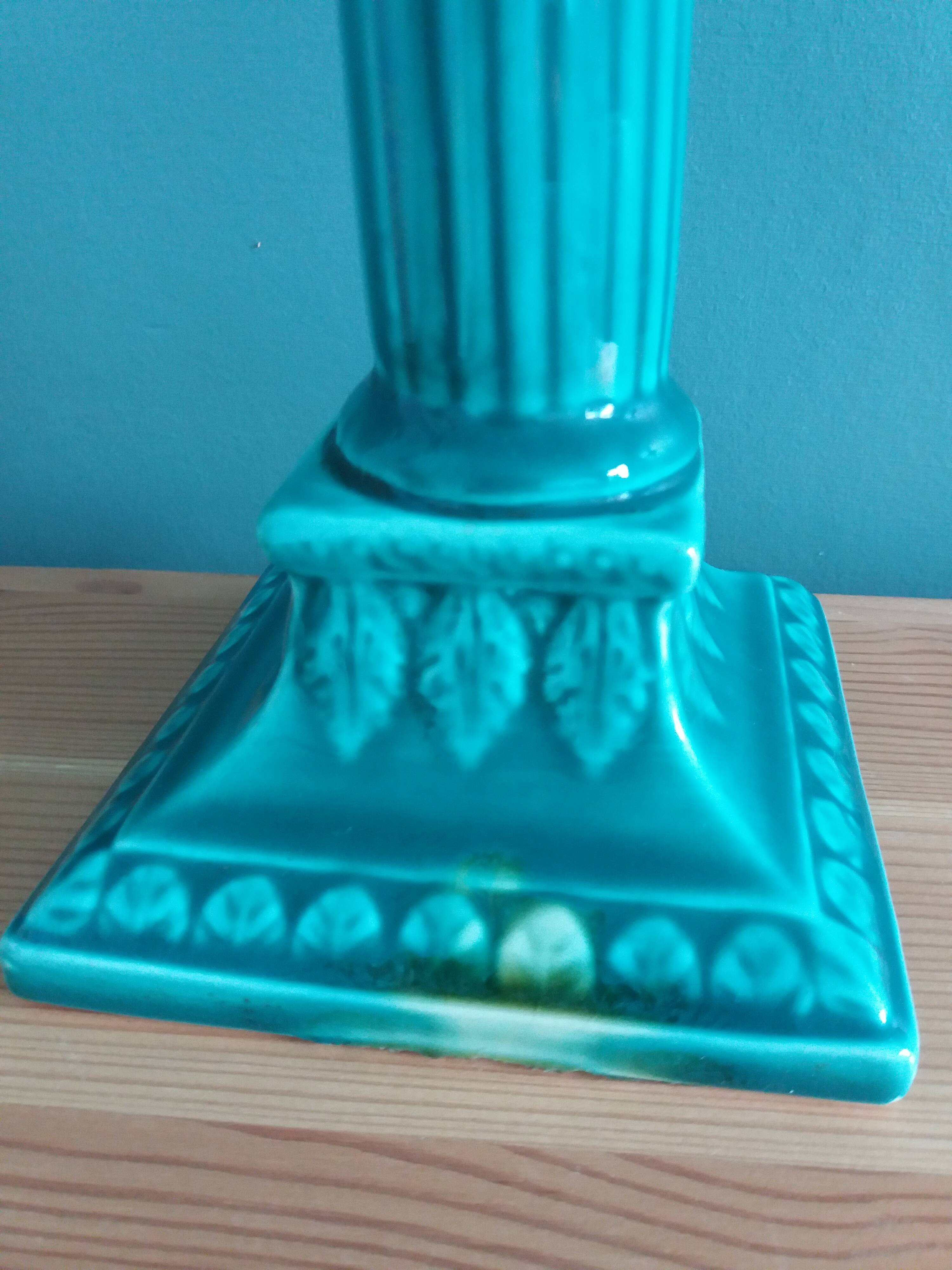 Niderviller emerald green column candle holder