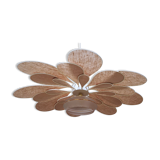 Vintage antique globe pendant lamp and linen and rattan petals