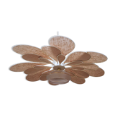 Vintage antique globe pendant lamp and linen and rattan petals