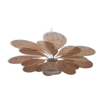 Vintage antique globe pendant lamp and linen and rattan petals