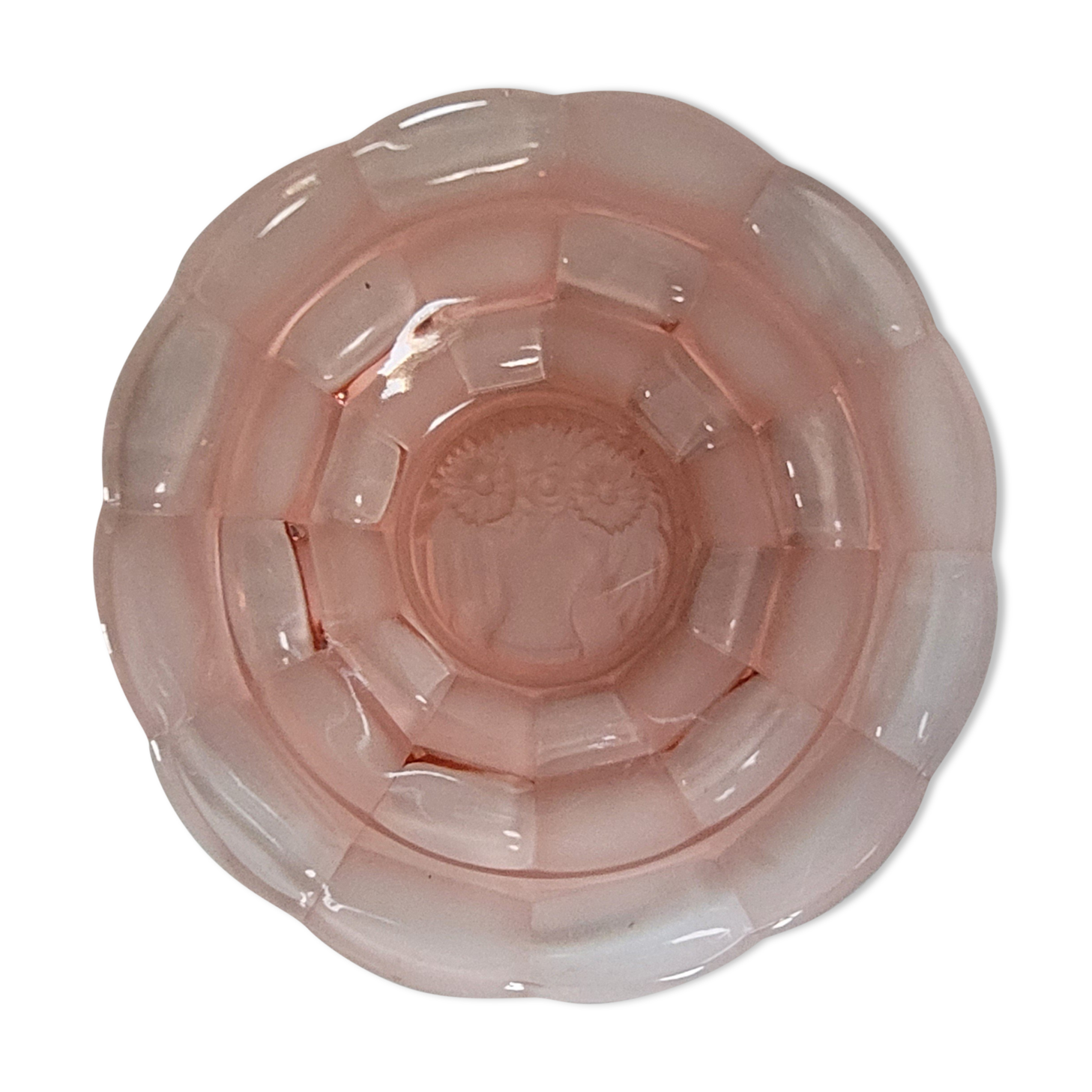 Pink glass dish 3 sunflowers