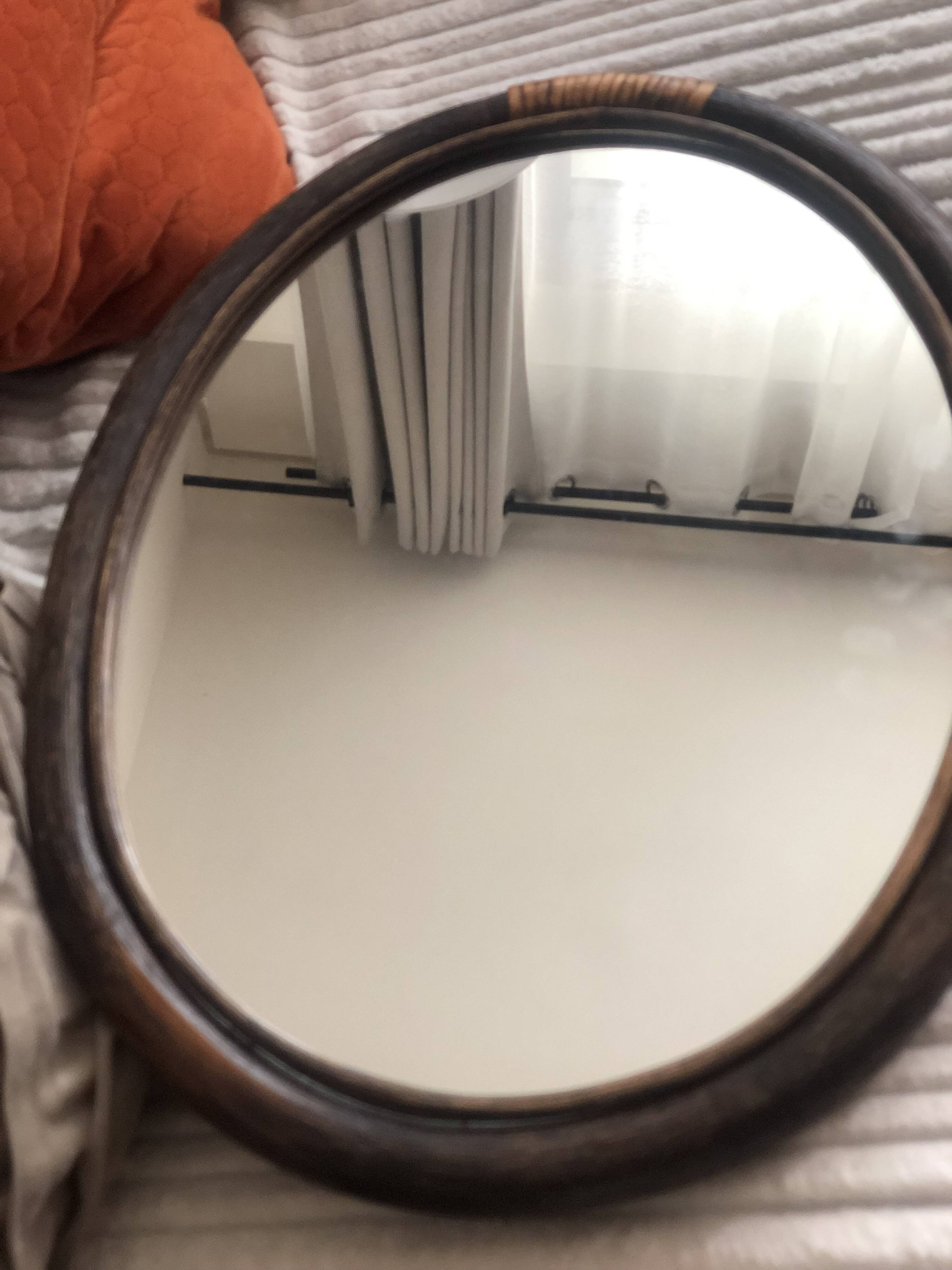 Oval rattan mirror