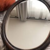 Oval rattan mirror