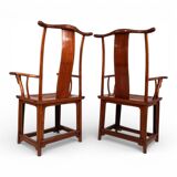 Set of 2 Chinese high-backed armchairs in the style of the Ming Dynasty, 19