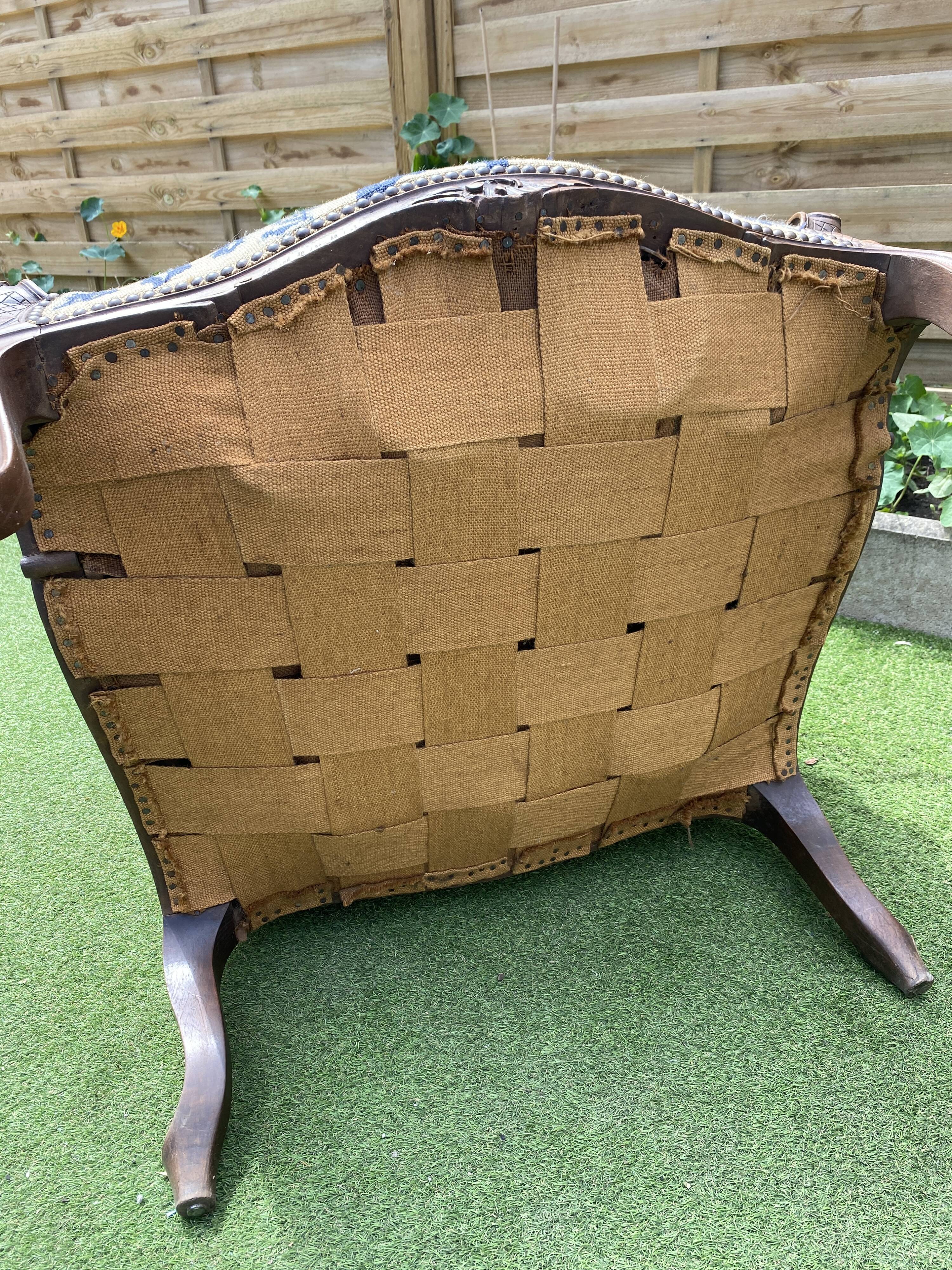 Louis XV style wingback armchair