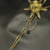 3-light chandelier with swan heads, Empire style - bronze & glass