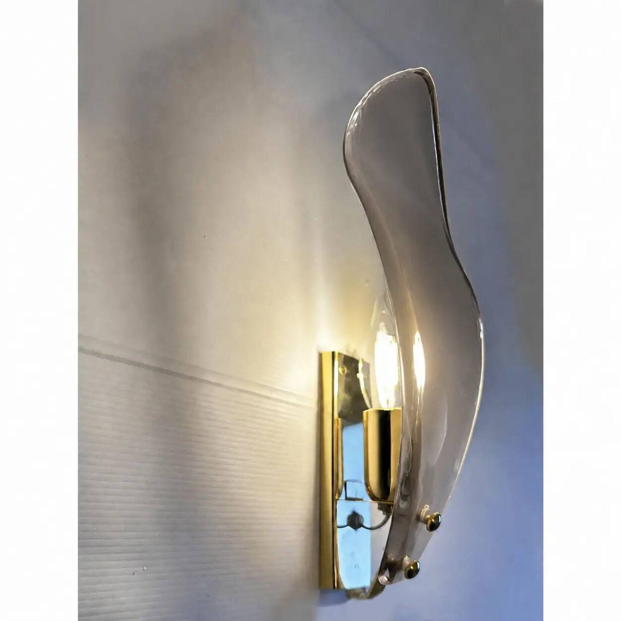 Designer Gray Sanded Leaf Murano Glass Wall Sconces, Contemporary Set of 4