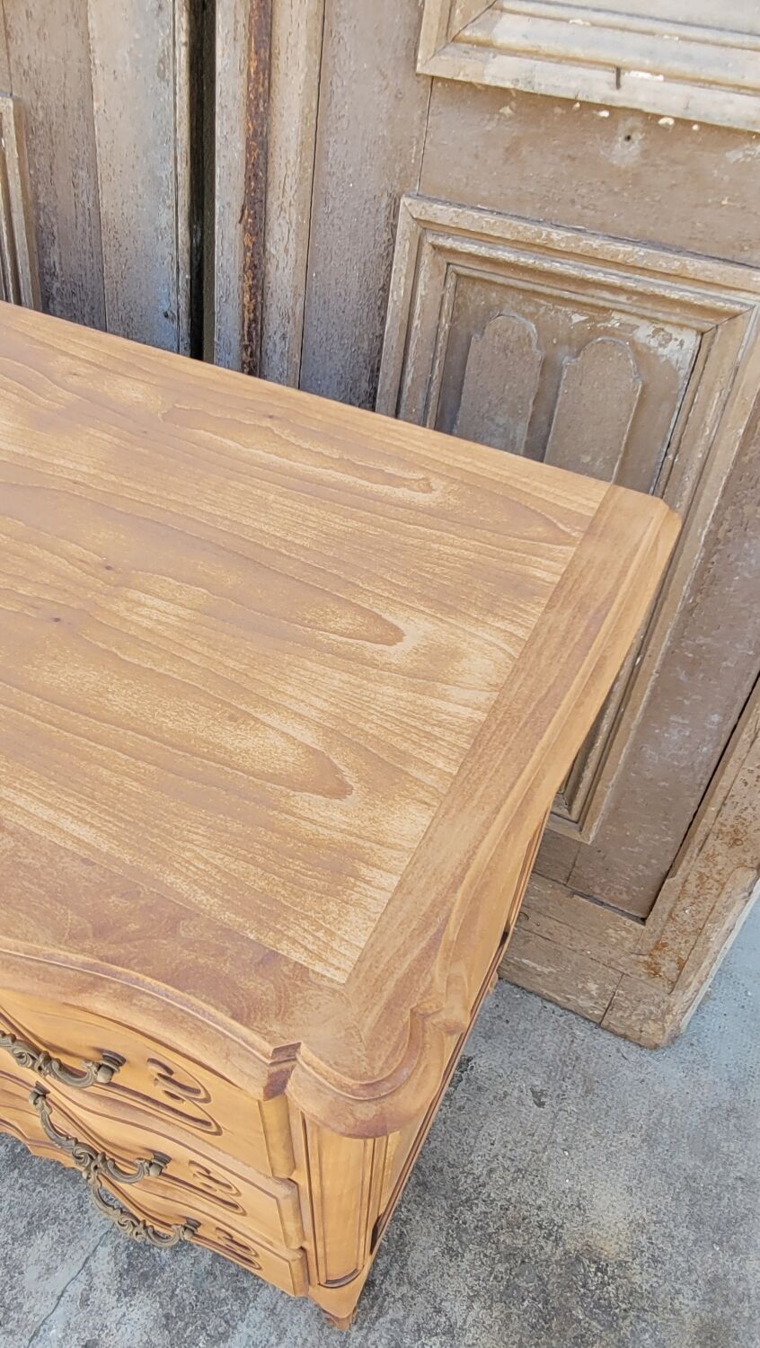 Louis xv style chest of drawers in pickled cherry