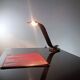 Cobra leather desk lamp by Traso Milano 1988
