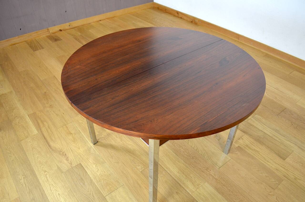 Table de repas en palissandre et chrome 1960