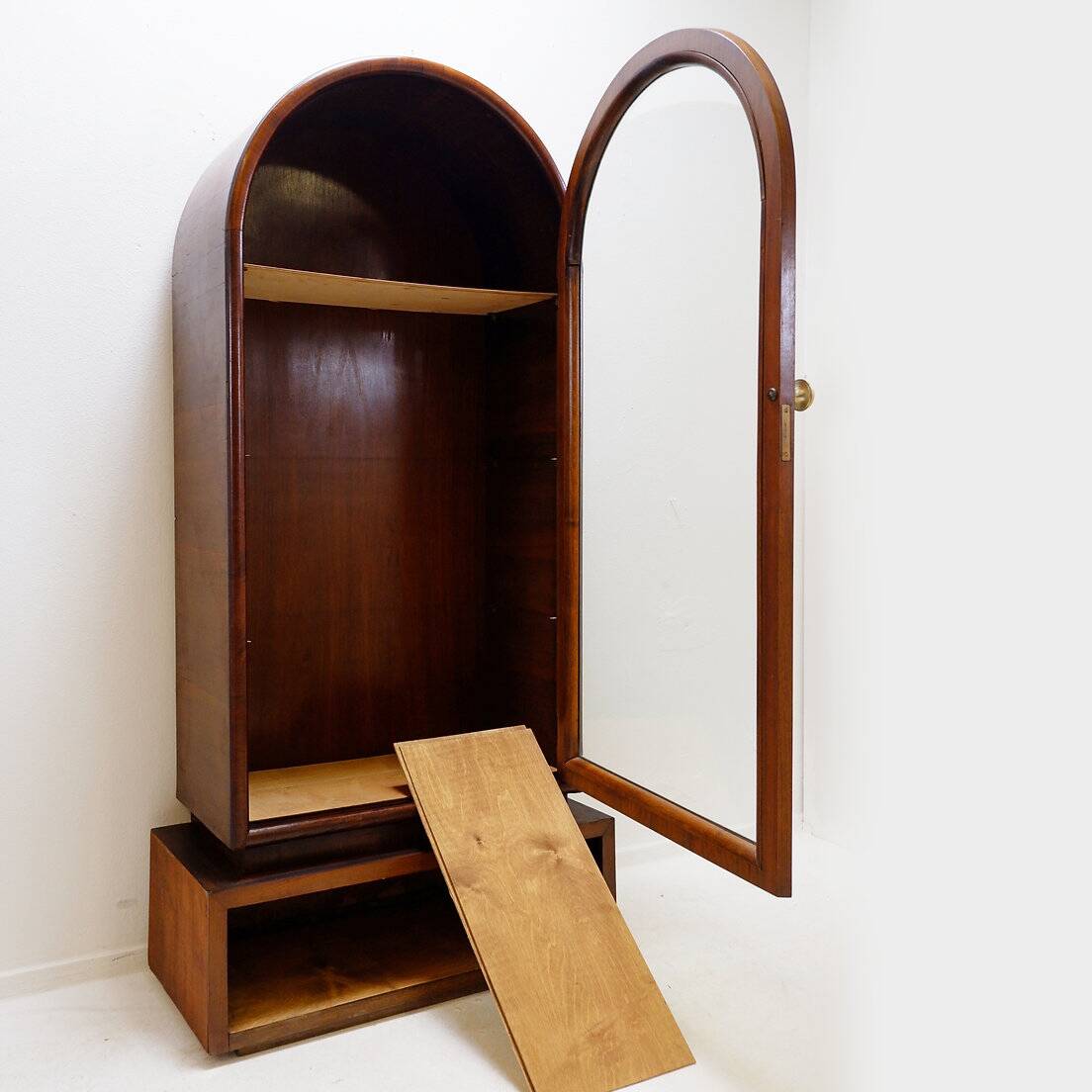 Arched display cabinet in wood and glass door - 1950s