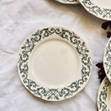 6 assiettes dessert terre de fer Longchamp modèle Trévise vert faïence