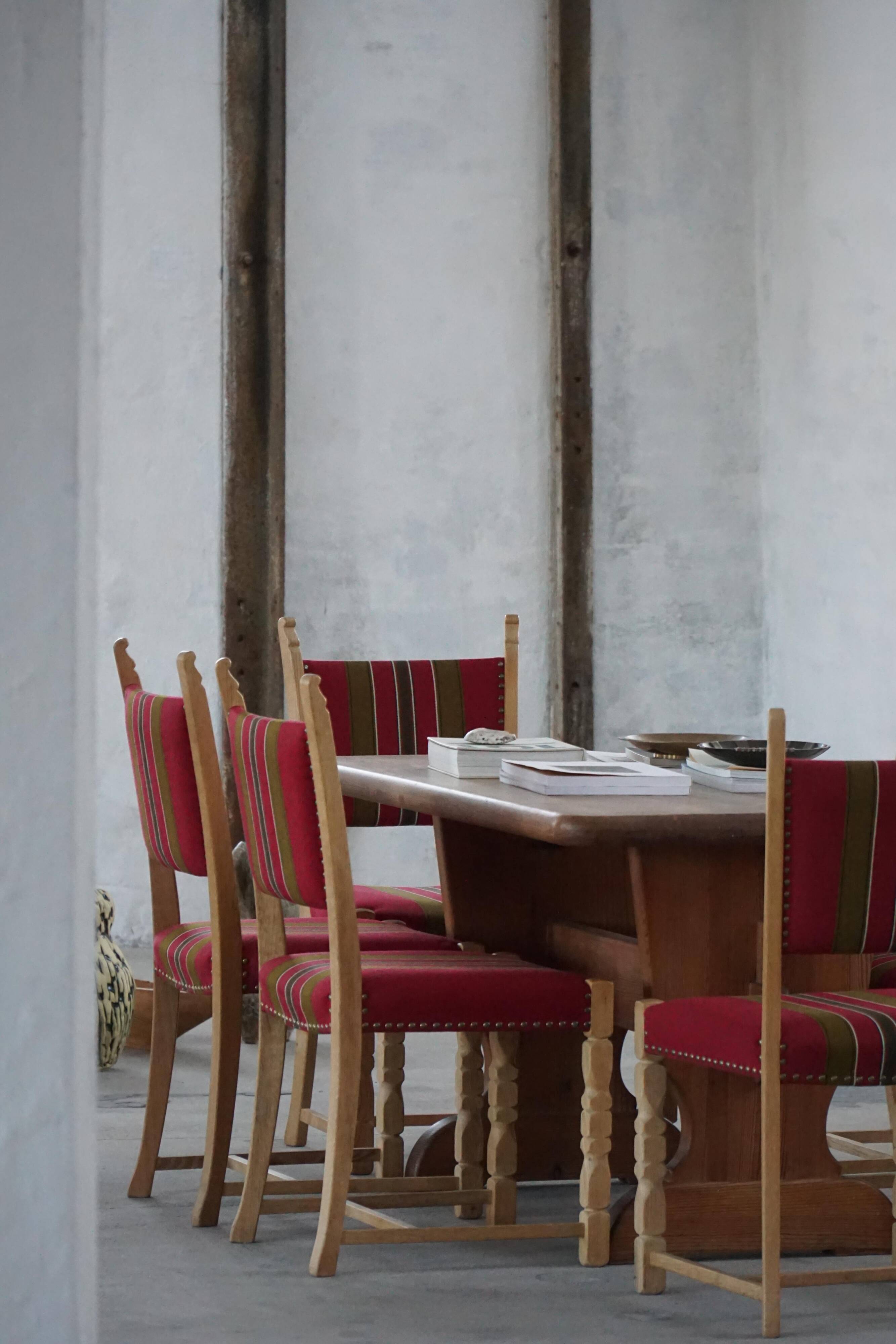 Danish Mid-Century Modern, Set of 6 Oak Dining Chairs, Henning Kjærnulf, 1960s