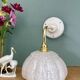 Vintage glass wall light with a curved arm from Clichy, white.
