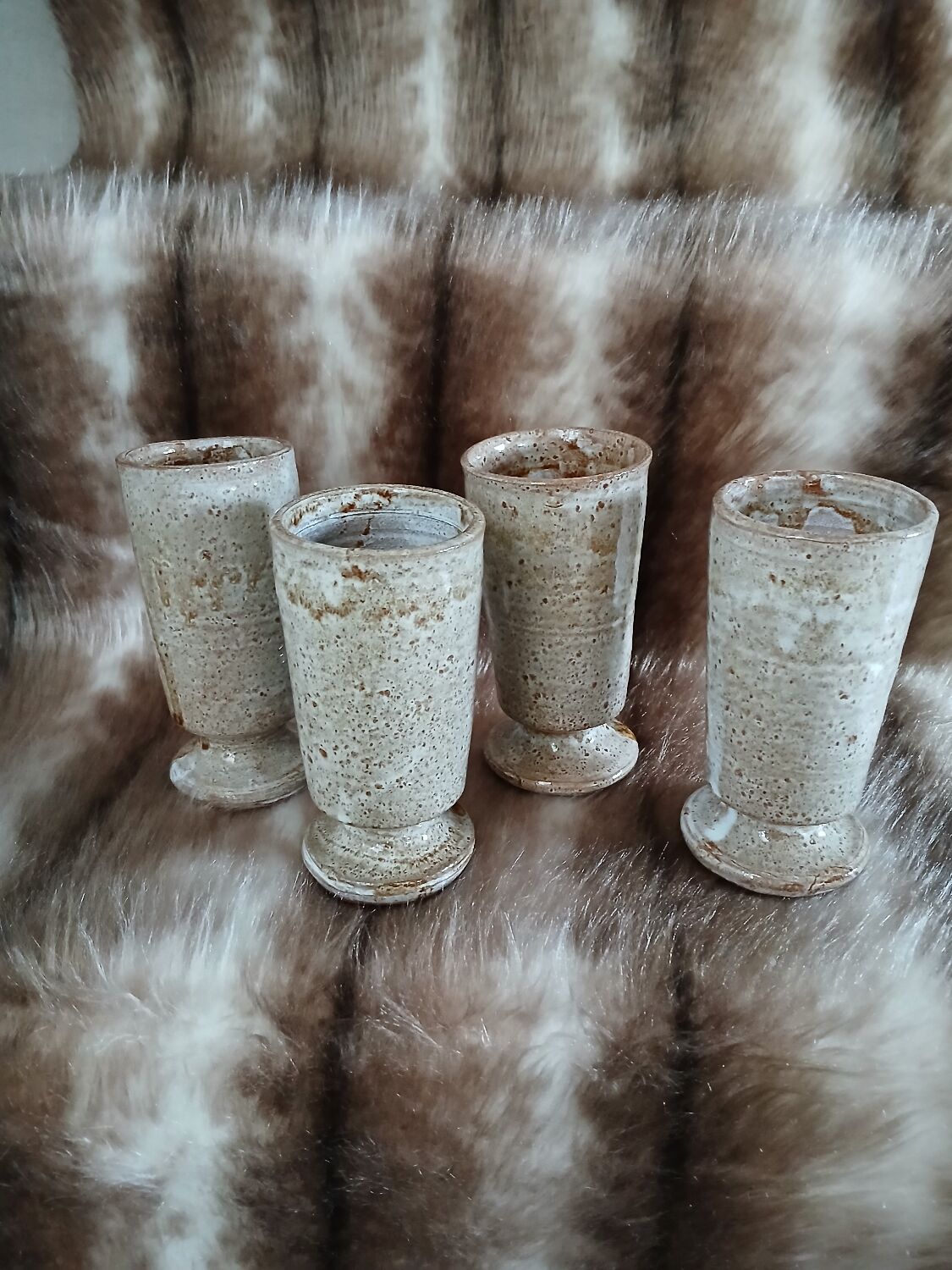 4 old stoneware mugs/mazagrans