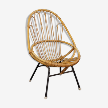 Vintage rattan armchair, Dutch Design, 1950