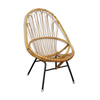 Vintage rattan armchair, Dutch Design, 1950