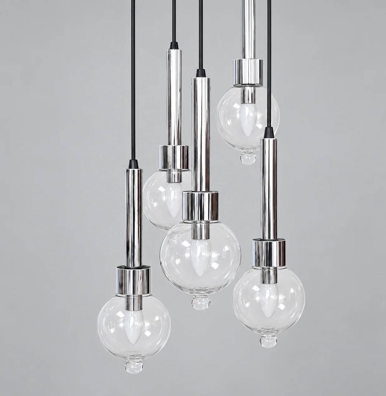 Abo Randers cascade 5 drop lamp for A/S Denmark 1970s