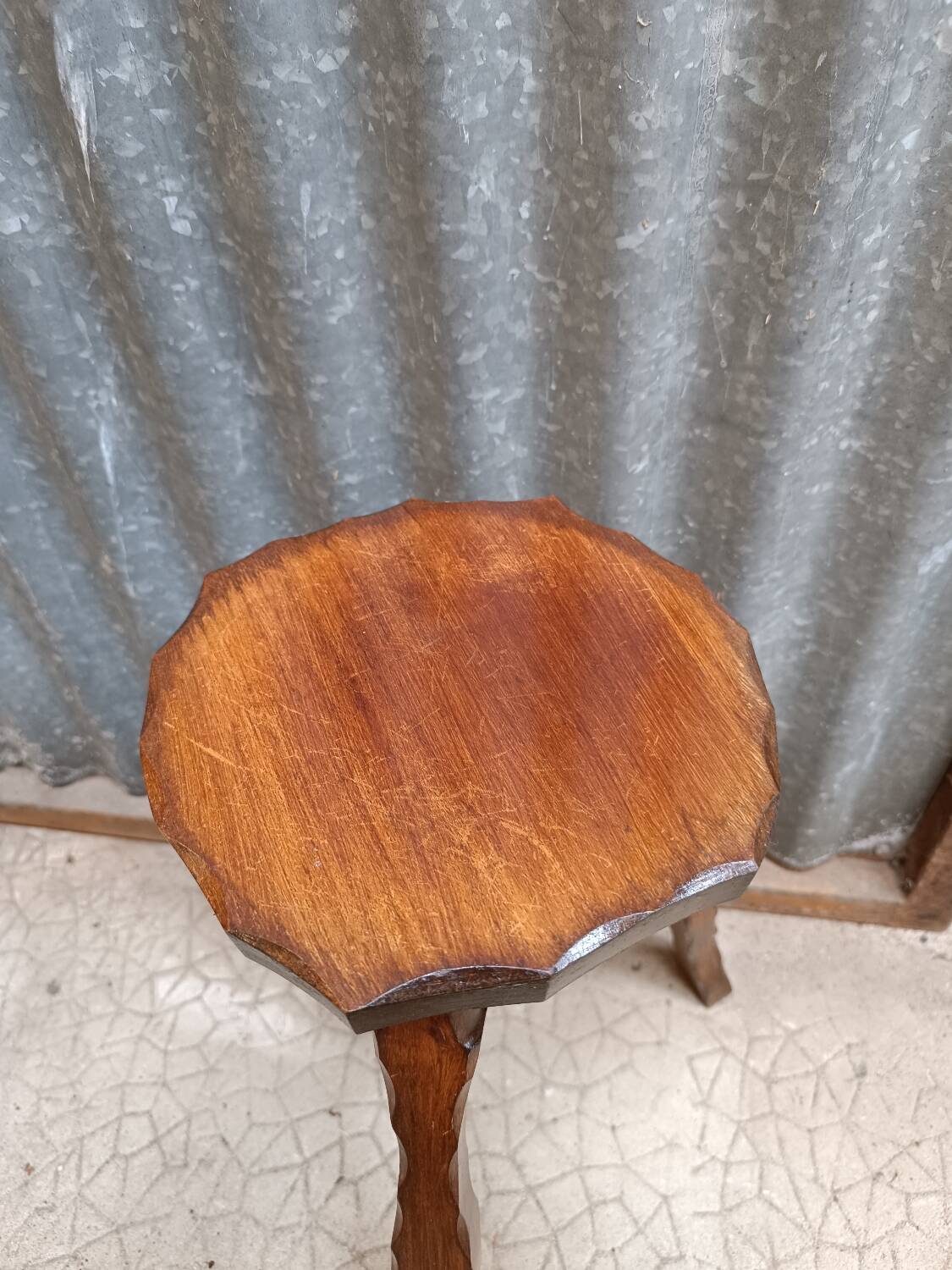 Vintage solid wood tripod stool