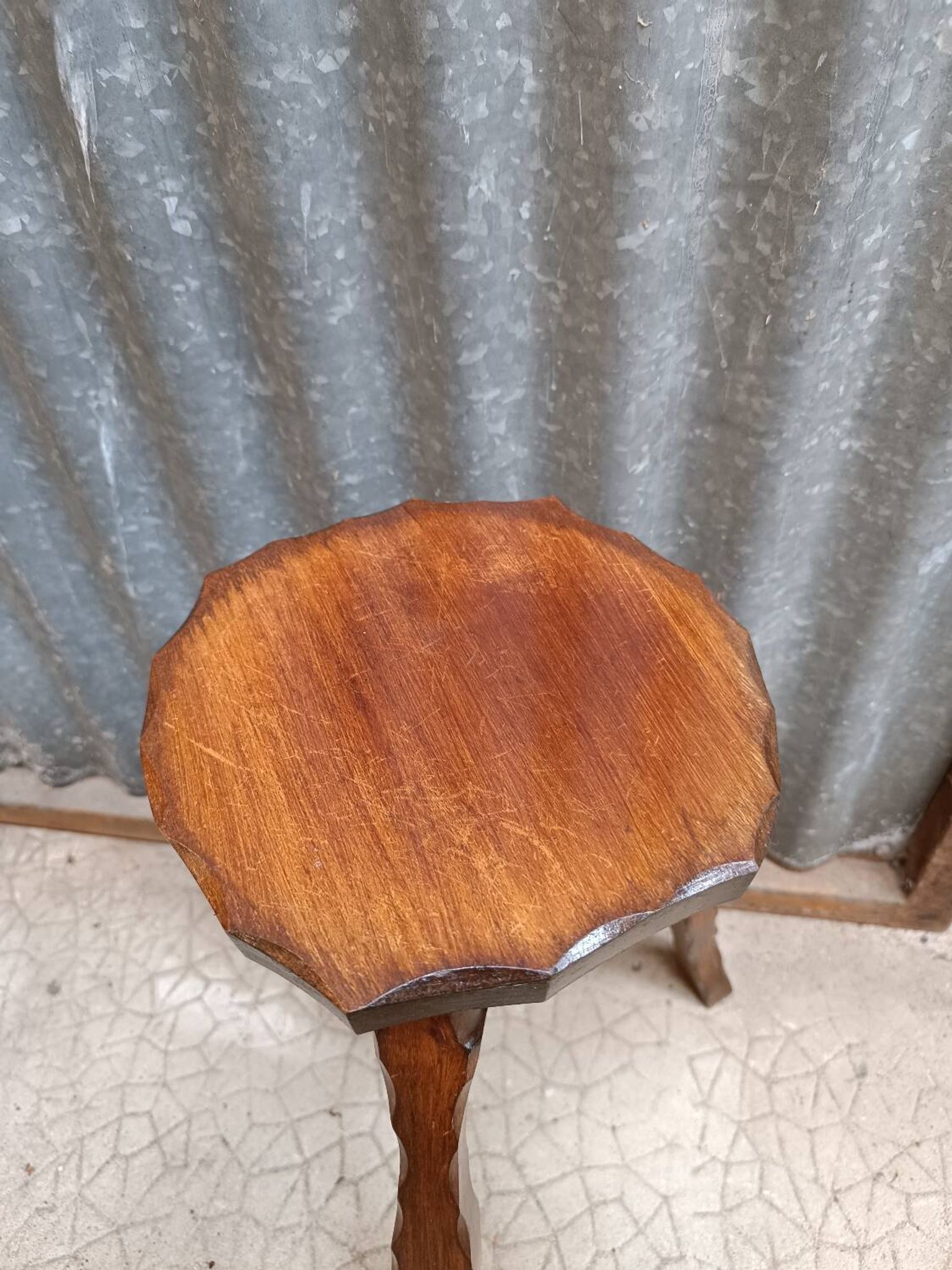 Vintage solid wood tripod stool