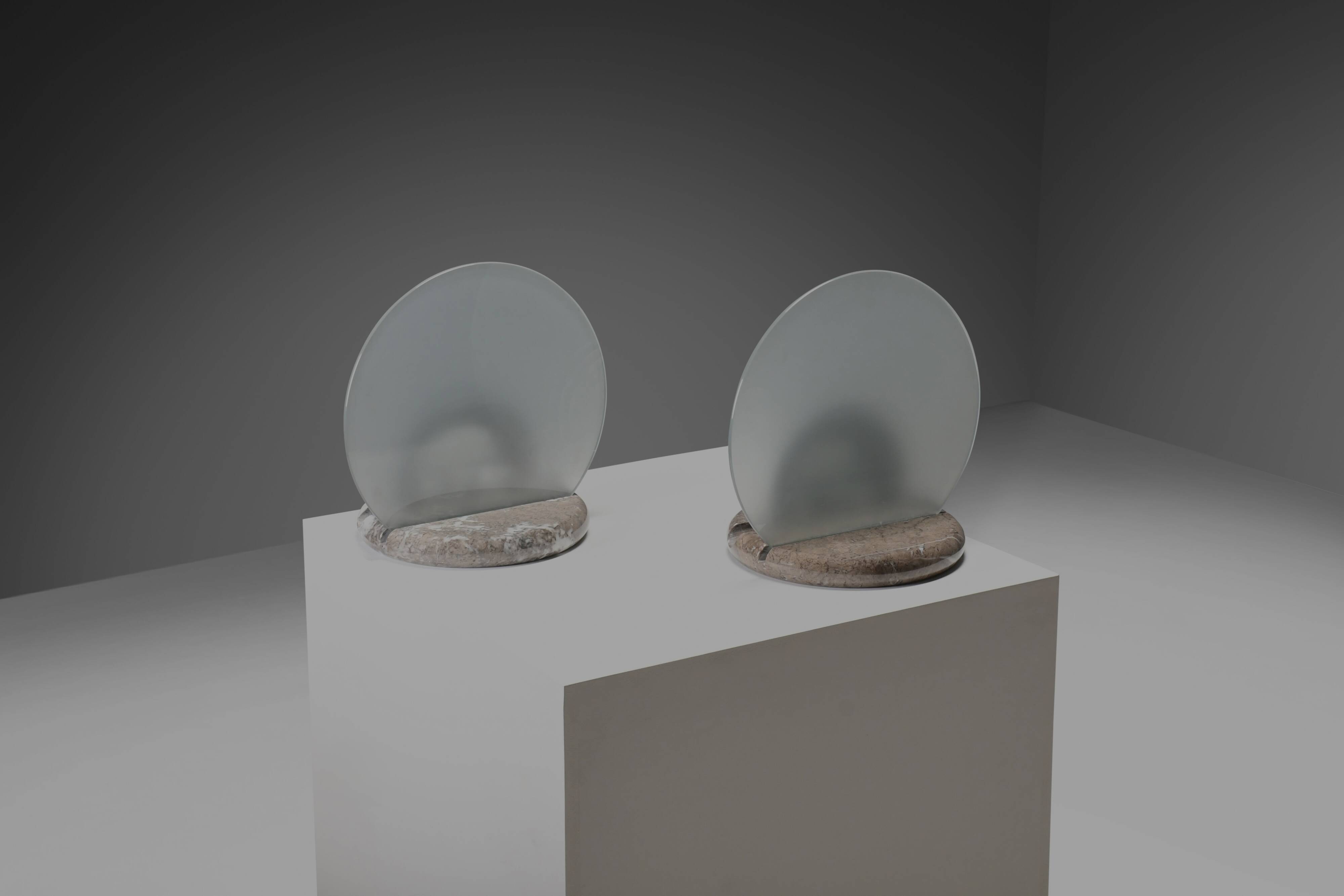 Marble and glass table lamps by Bruno Gecchelin for Skipper, Italy 1970s