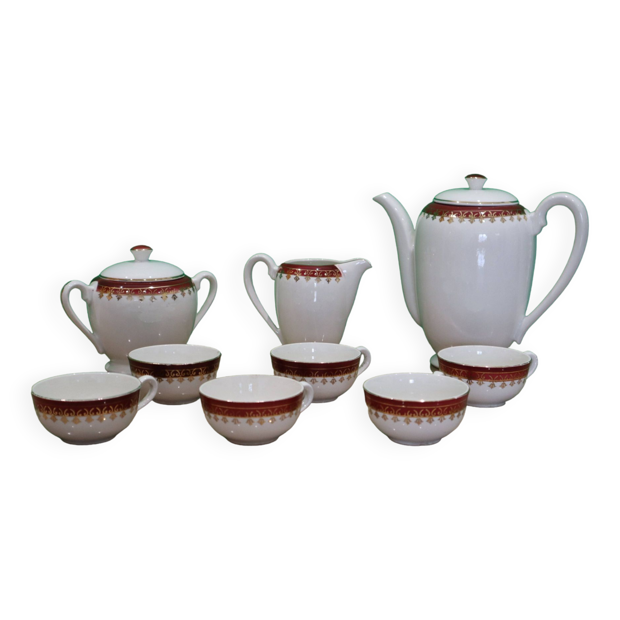 Digoin Sarreguemines earthenware coffee service "Edwige"