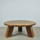 BRUTALIST / massive oak round coffee table / 1970s