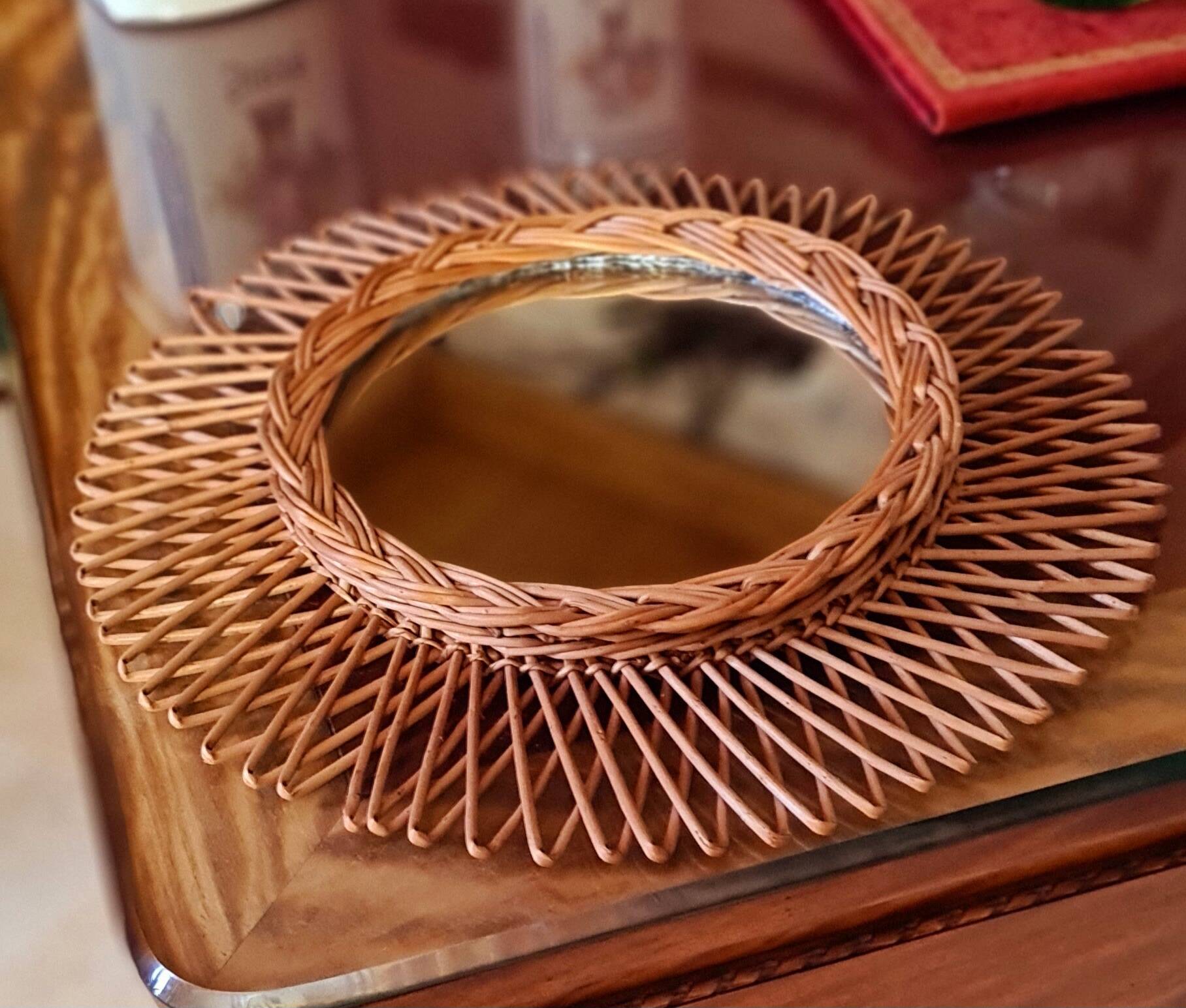 Vintage rattan mirror