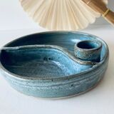 Candle holder and empty pocket or ceramic dish signed