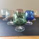 Set of 6 vintage multicoloured stemmed glasses