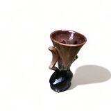 Vase en grès Flammé Grand feu 15cm souvenir Mont Saint Michel vintage ancien amphore 1991