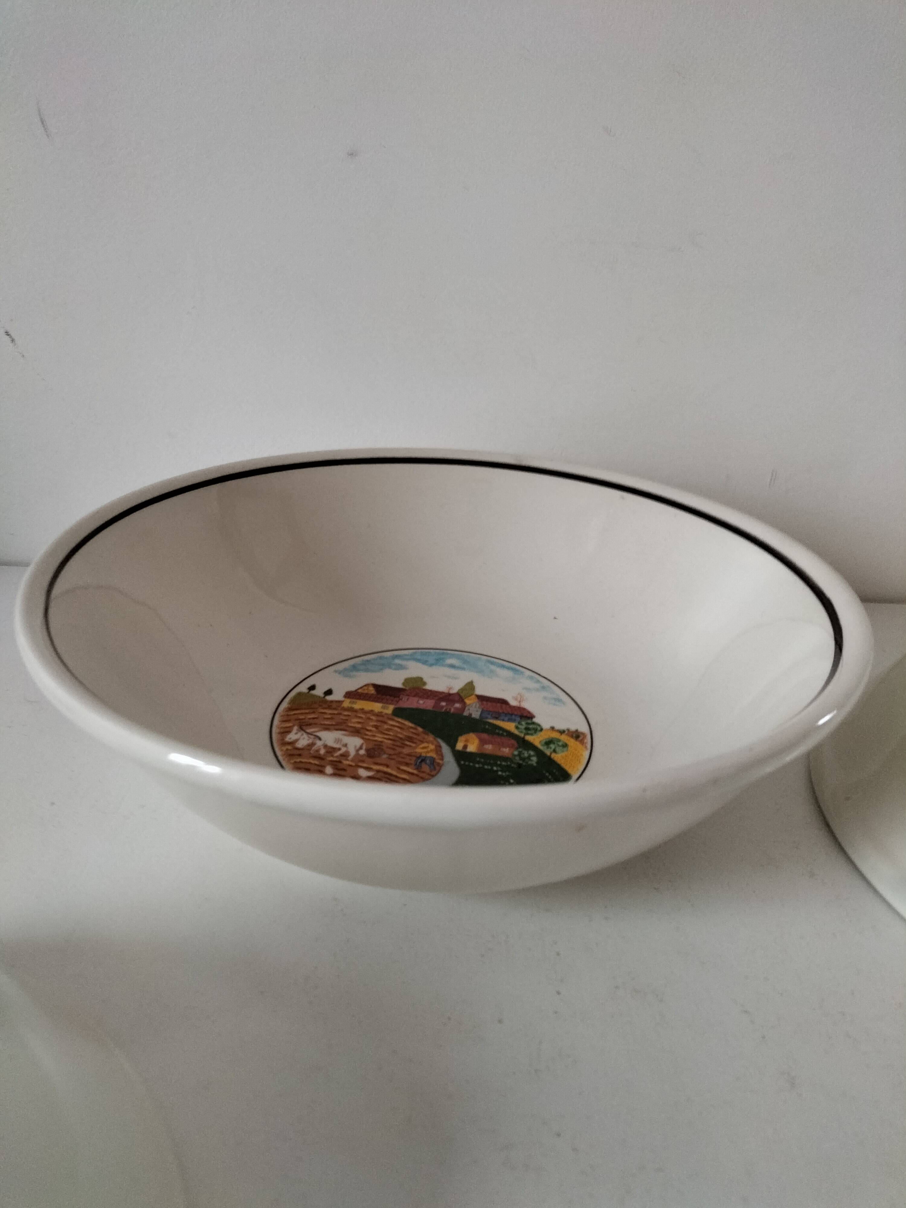 Set of 5 Italian ceramic dishes with country decor