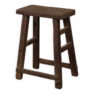 Zao - Rectangular stool in old elm no. 4