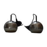 Pair chrome balls hanging lamps