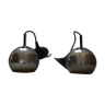 Pair chrome balls hanging lamps