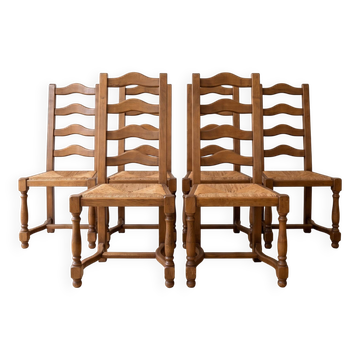 Lot de 6 chaises authentiques en chêne naturel