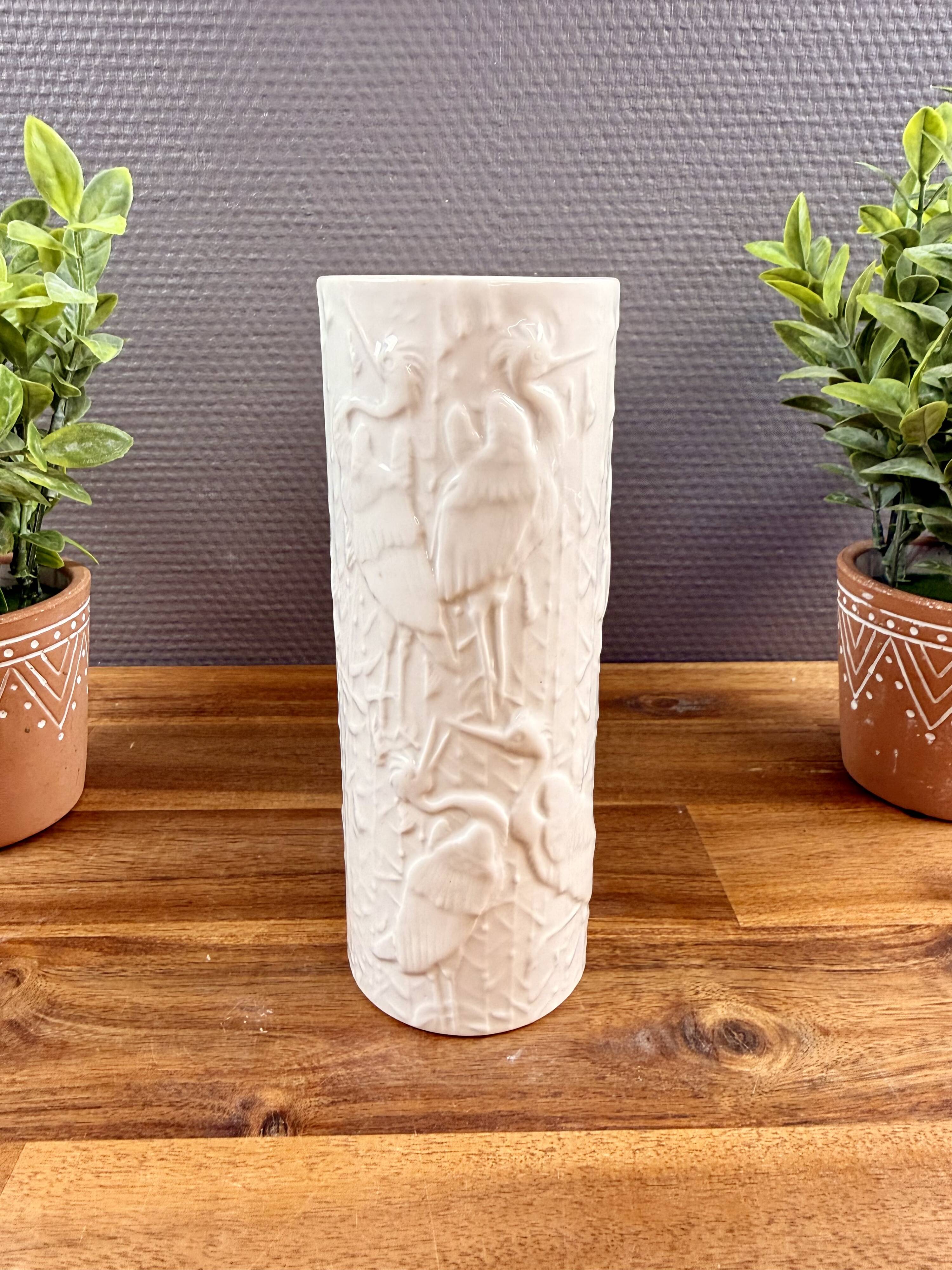 KPM Berlin vase – white relief porcelain – bird decoration