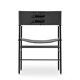 Contemporary bar stool with a black metal backrest and black rubber.