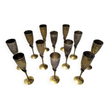 Set of 12 Authentic Antique Vintage Champagne Flutes