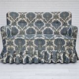 1970s, Danish 2-seater sofa, blue/white furniture fabric, beech wood.