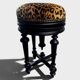 Tabouret de piano Napoléon III en bois noirci – Assise Léopard