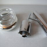 Old articulated wall lamp office in chrome metal lampshade mercurized