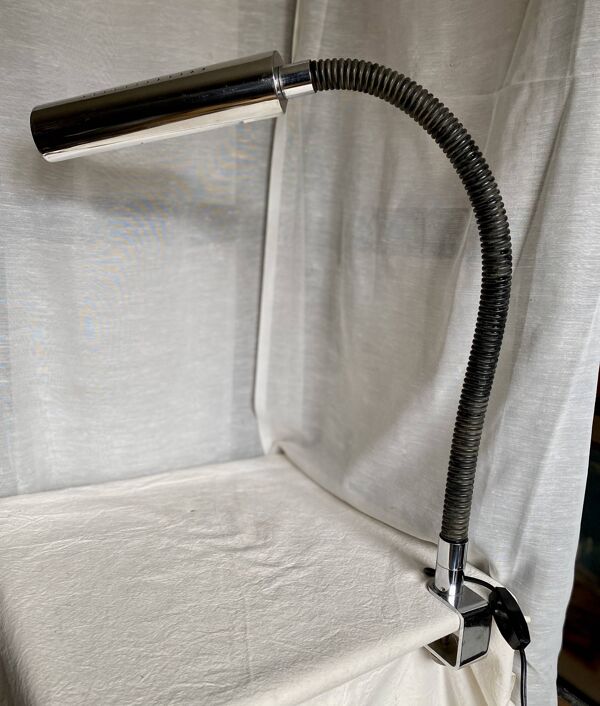 Lampe flexible design 1980 chrome et caoutchouc