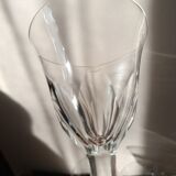 6 crystal water/wine glasses with flat ribs, vintage