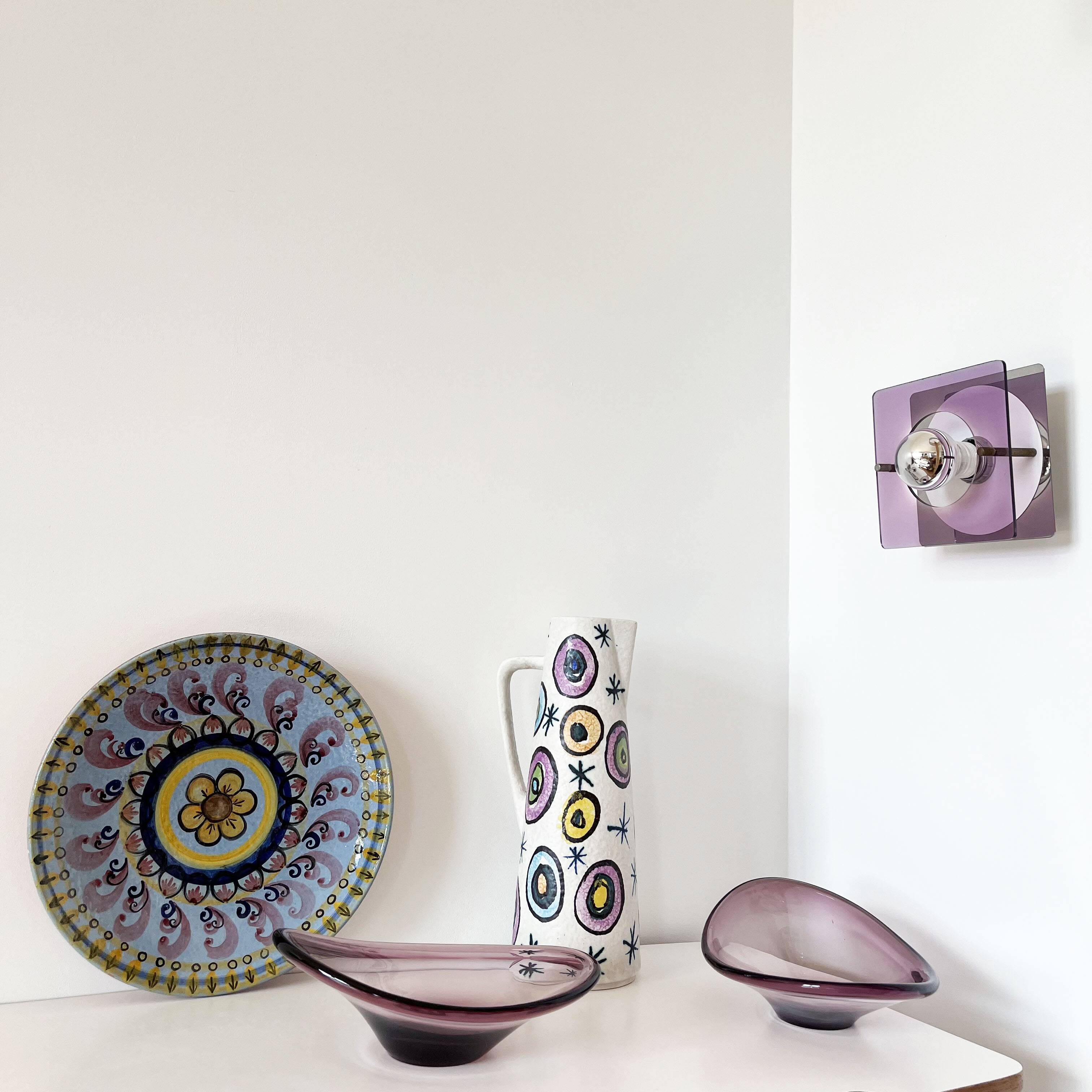 Large hand painted ceramic dish