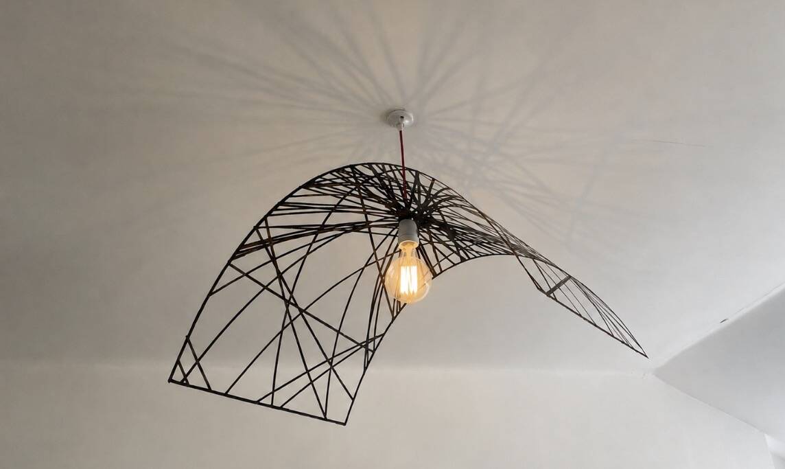 Suspension / ceiling light in carbon fibre – unique piece