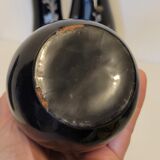 5 Vietnam vases black lacquered wood and mother-of-pearl inlays